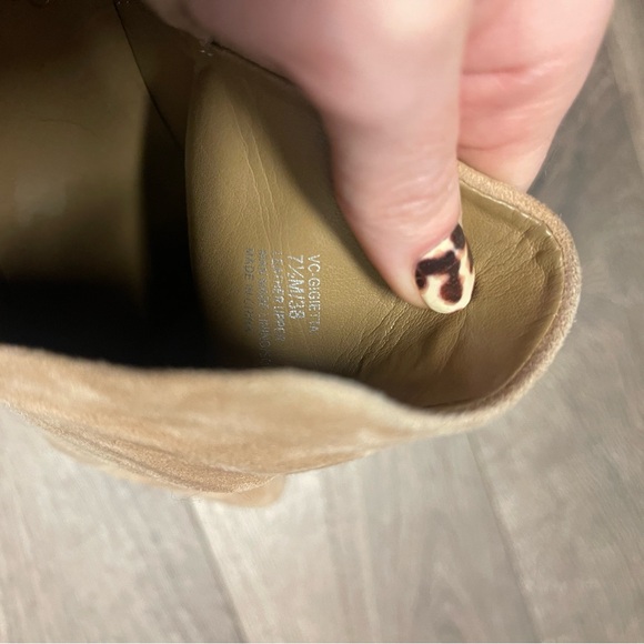 Vince camuto gigietta tan suede ankle booties cut out 7.5 - Picture 7 of 9